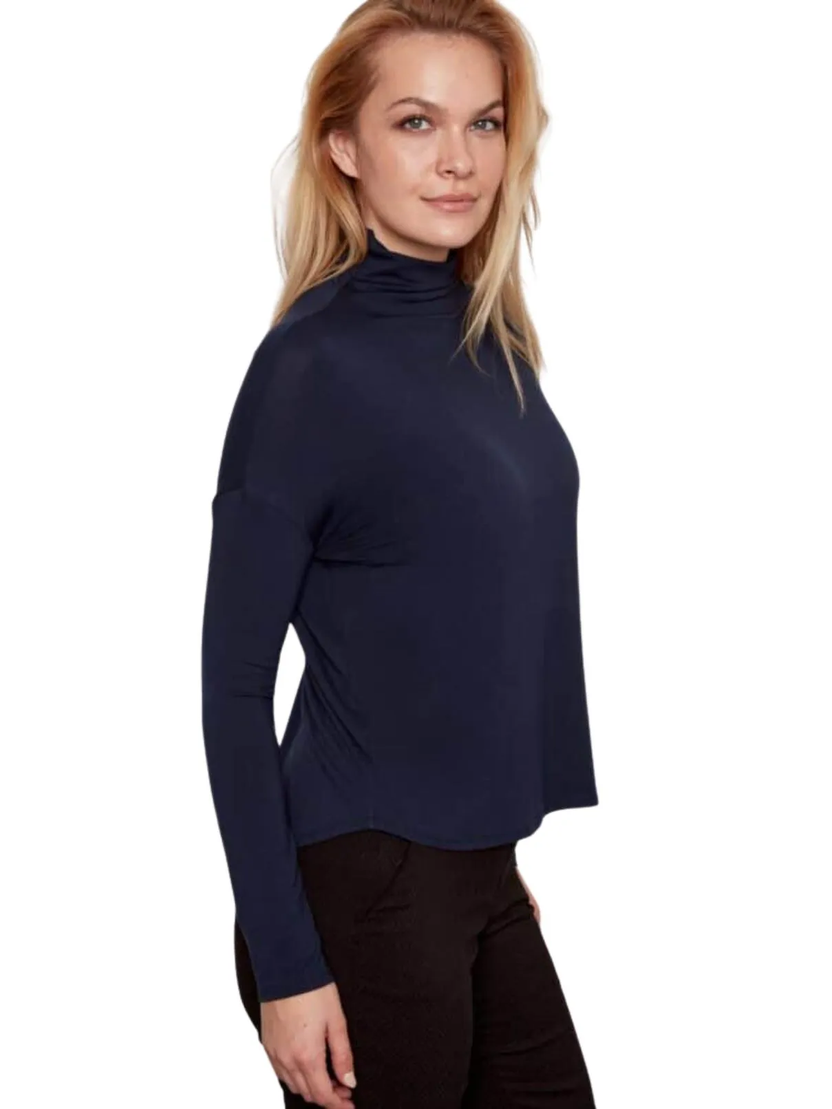 I Love Tyler Madison Morgan Jersey Turtleneck in Navy