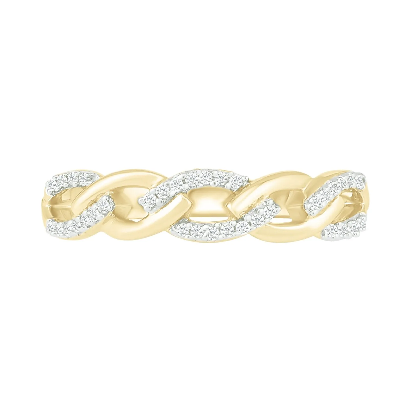 Interlocking Diamond and Gold Cable Ring