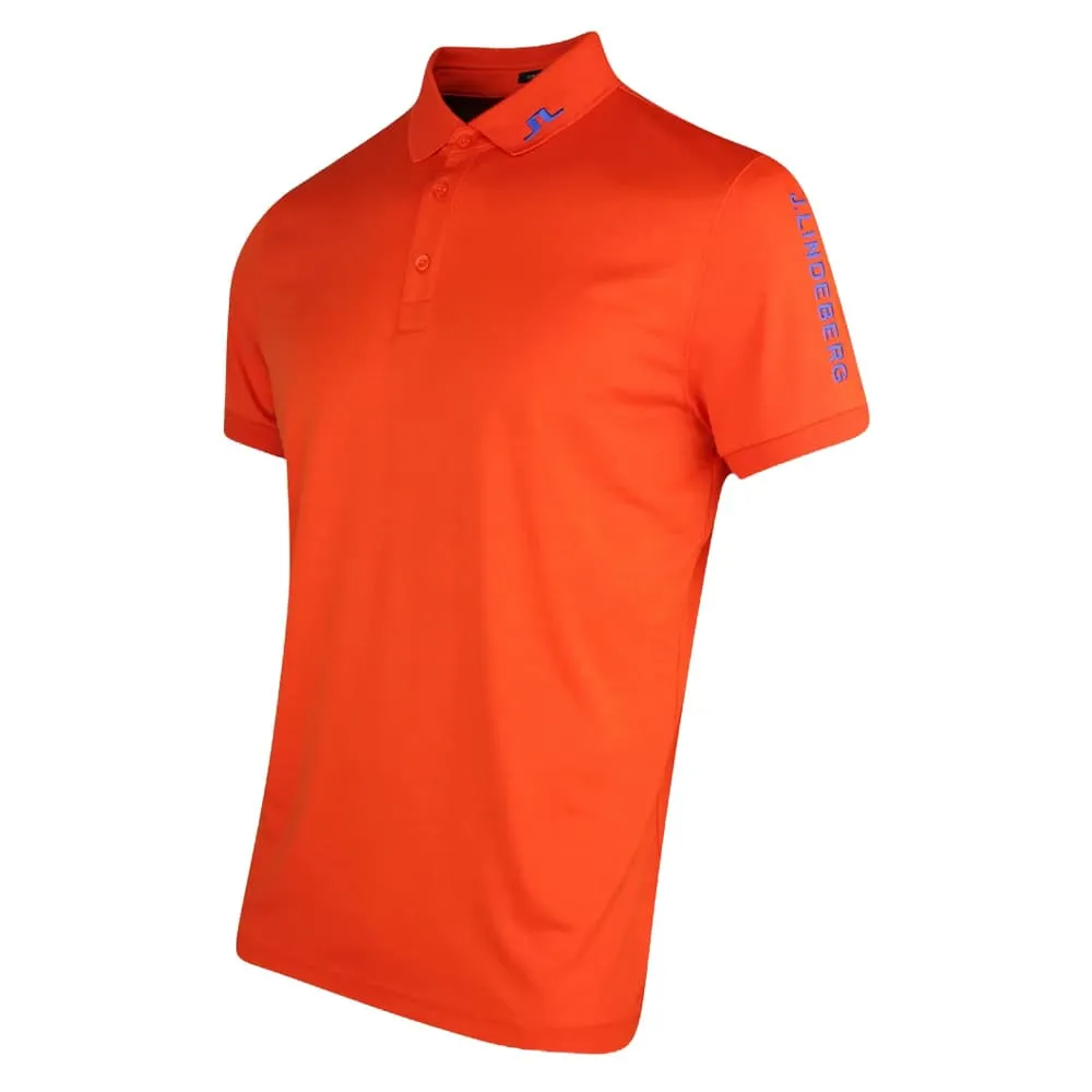 J.Lindeberg Tour Tech Slim Fit Golf Polo Tangerine Tango - SS24