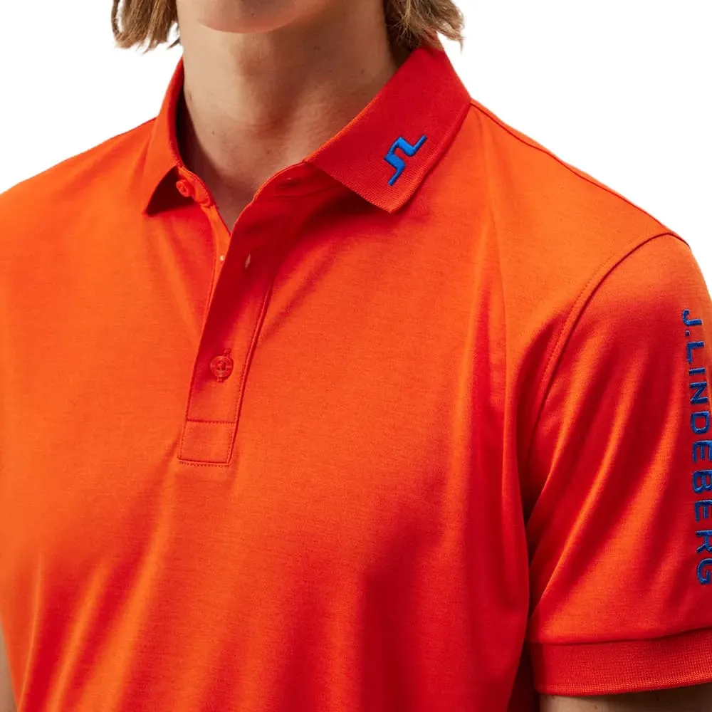 J.Lindeberg Tour Tech Slim Fit Golf Polo Tangerine Tango - SS24