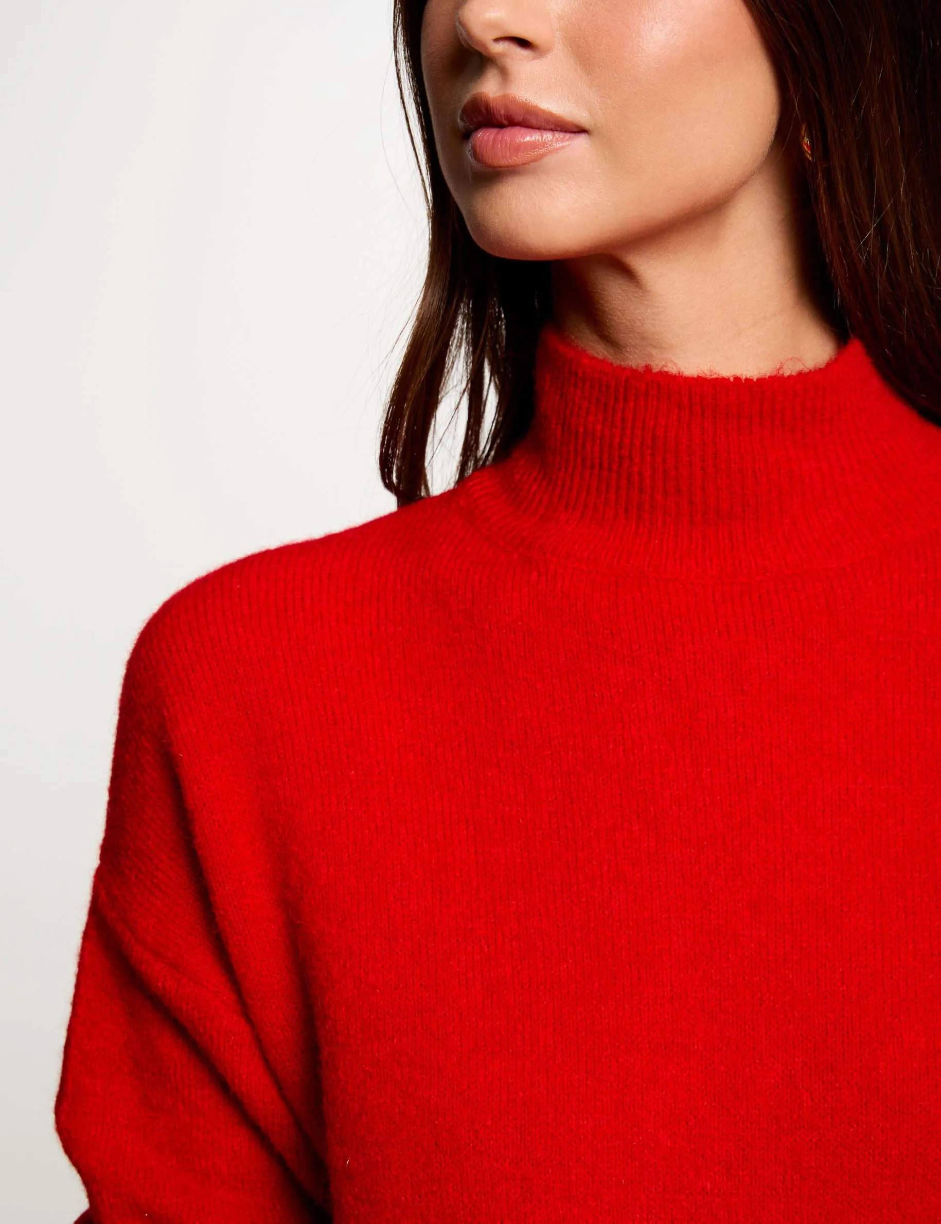 Jumper high collar red women