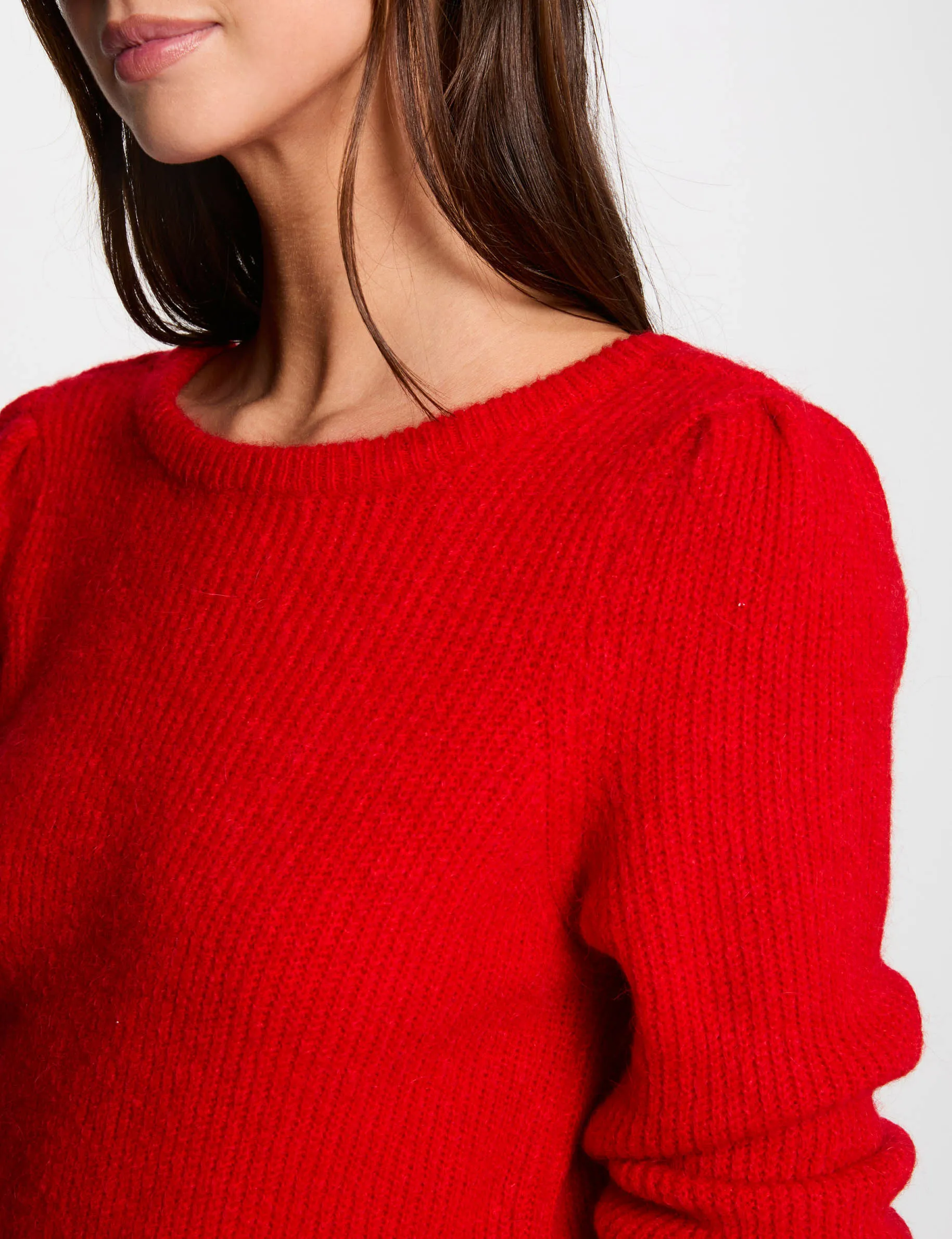 Jumper round neck long sleeves red women