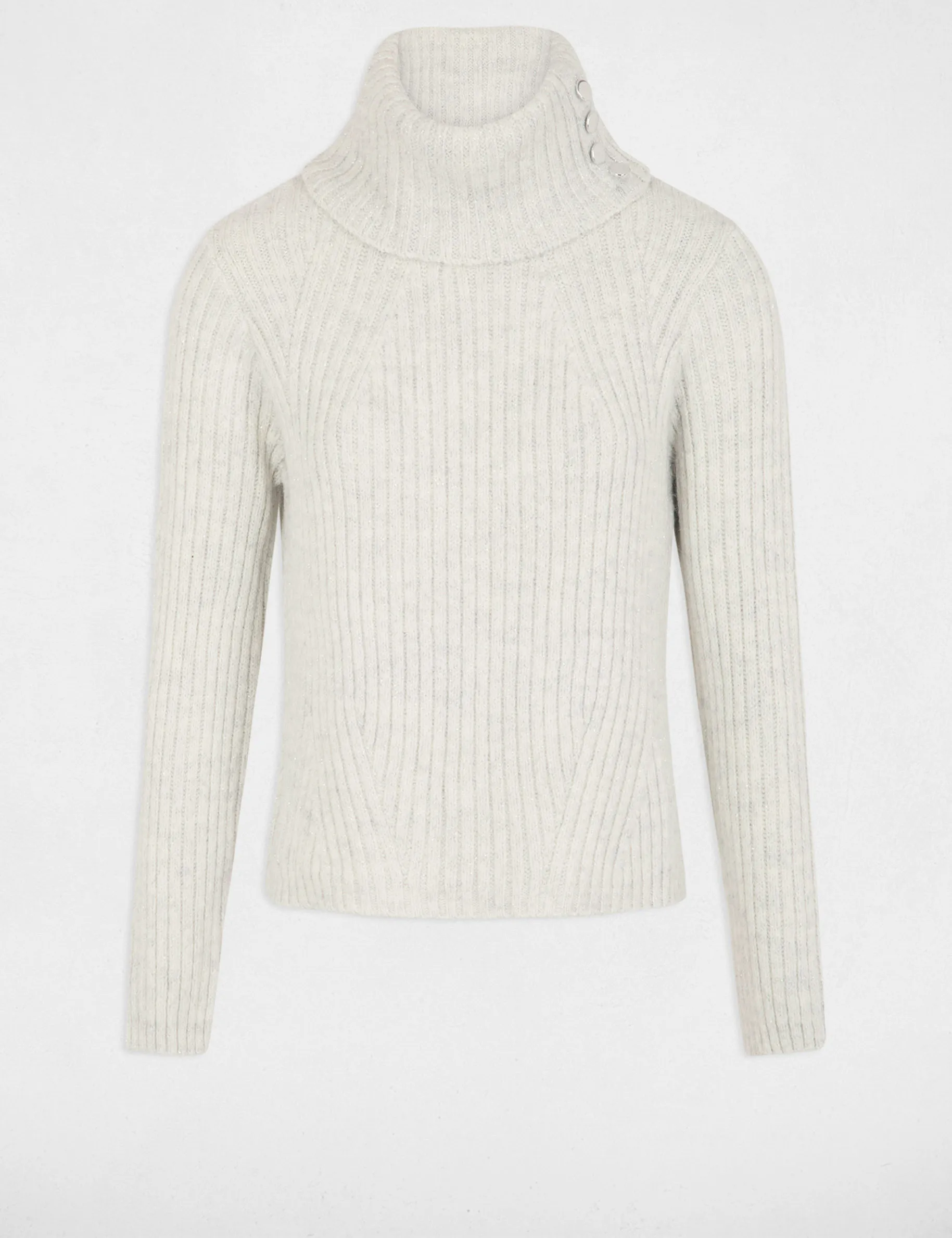 Jumper turtleneck with buttons light grey women