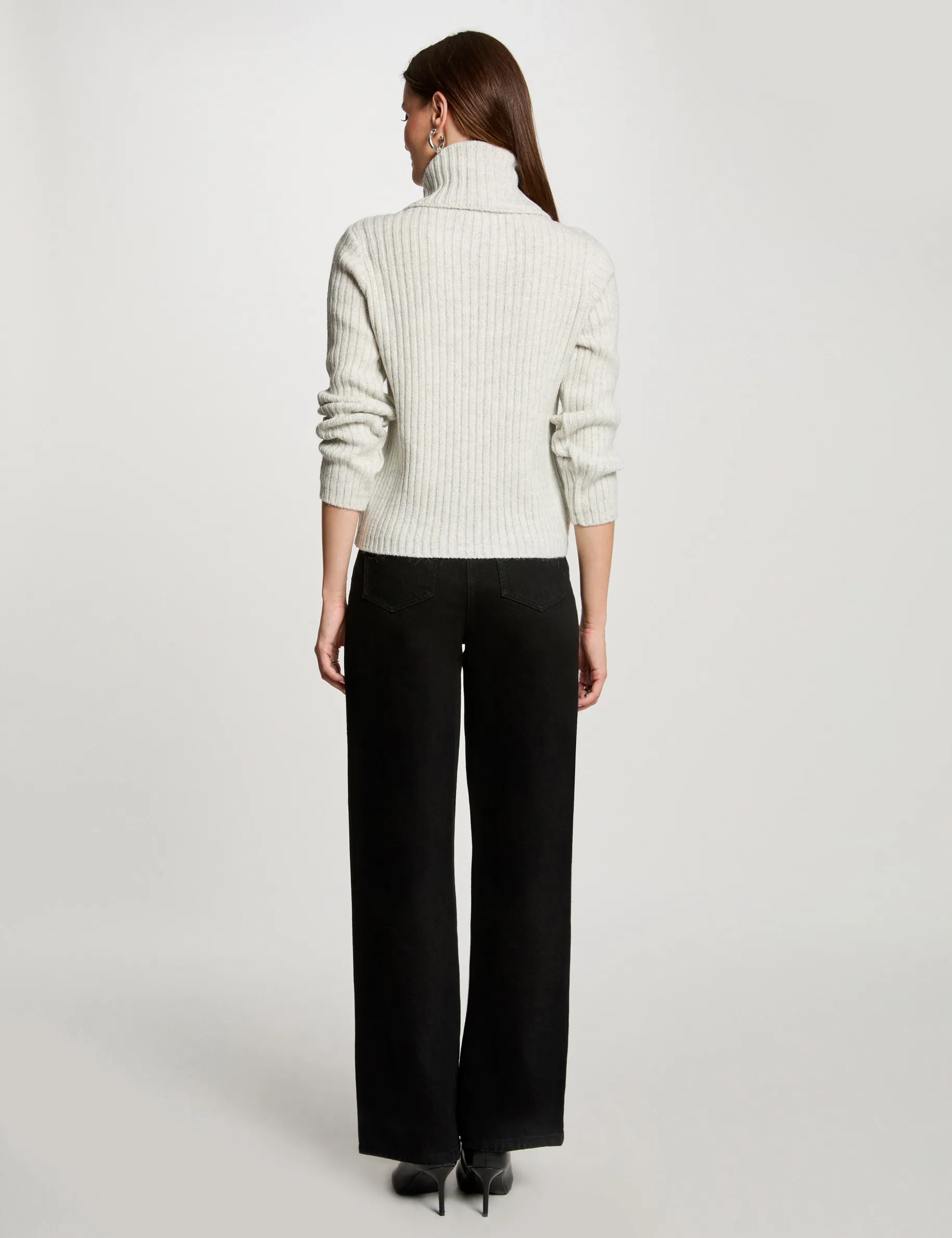 Jumper turtleneck with buttons light grey women