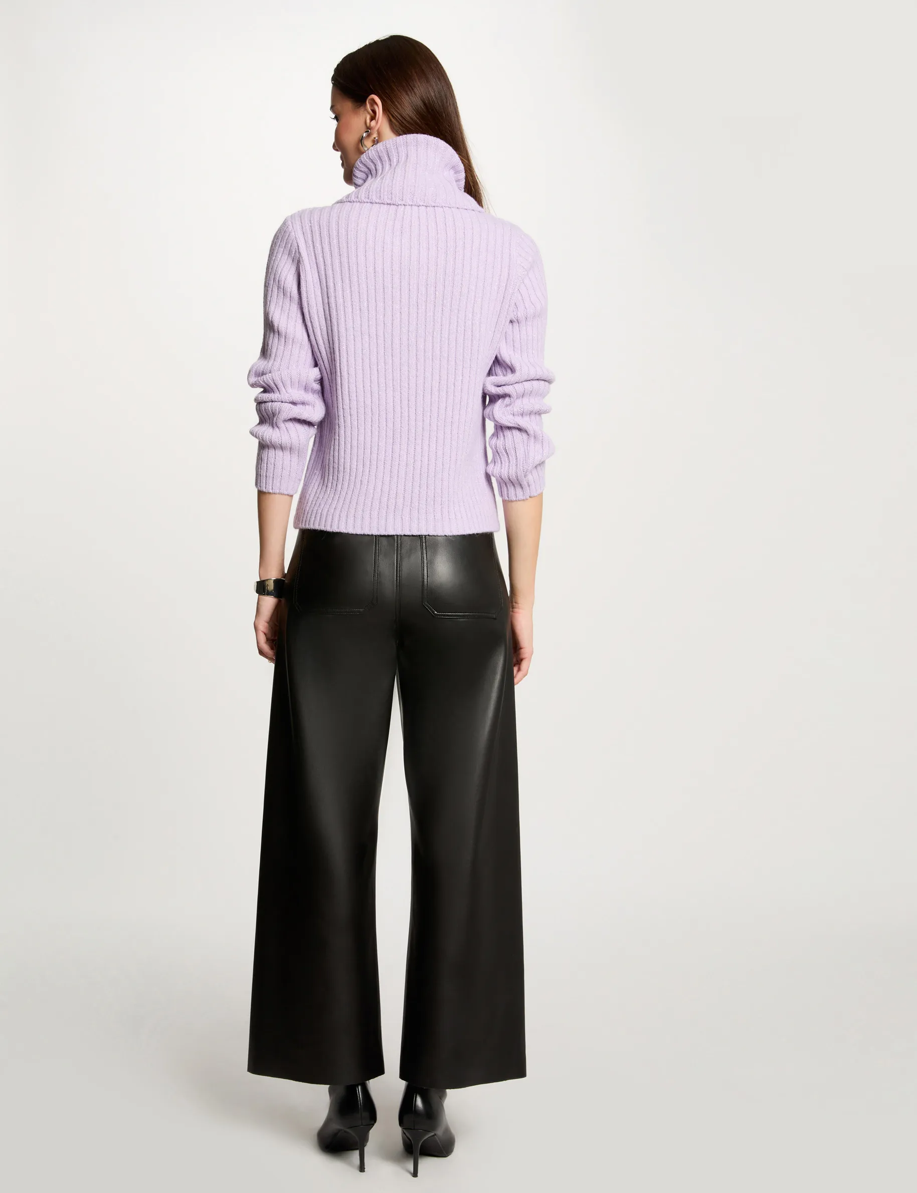 Jumper turtleneck with buttons parma purple women