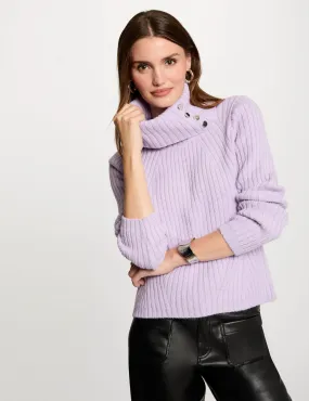 Jumper turtleneck with buttons parma purple women