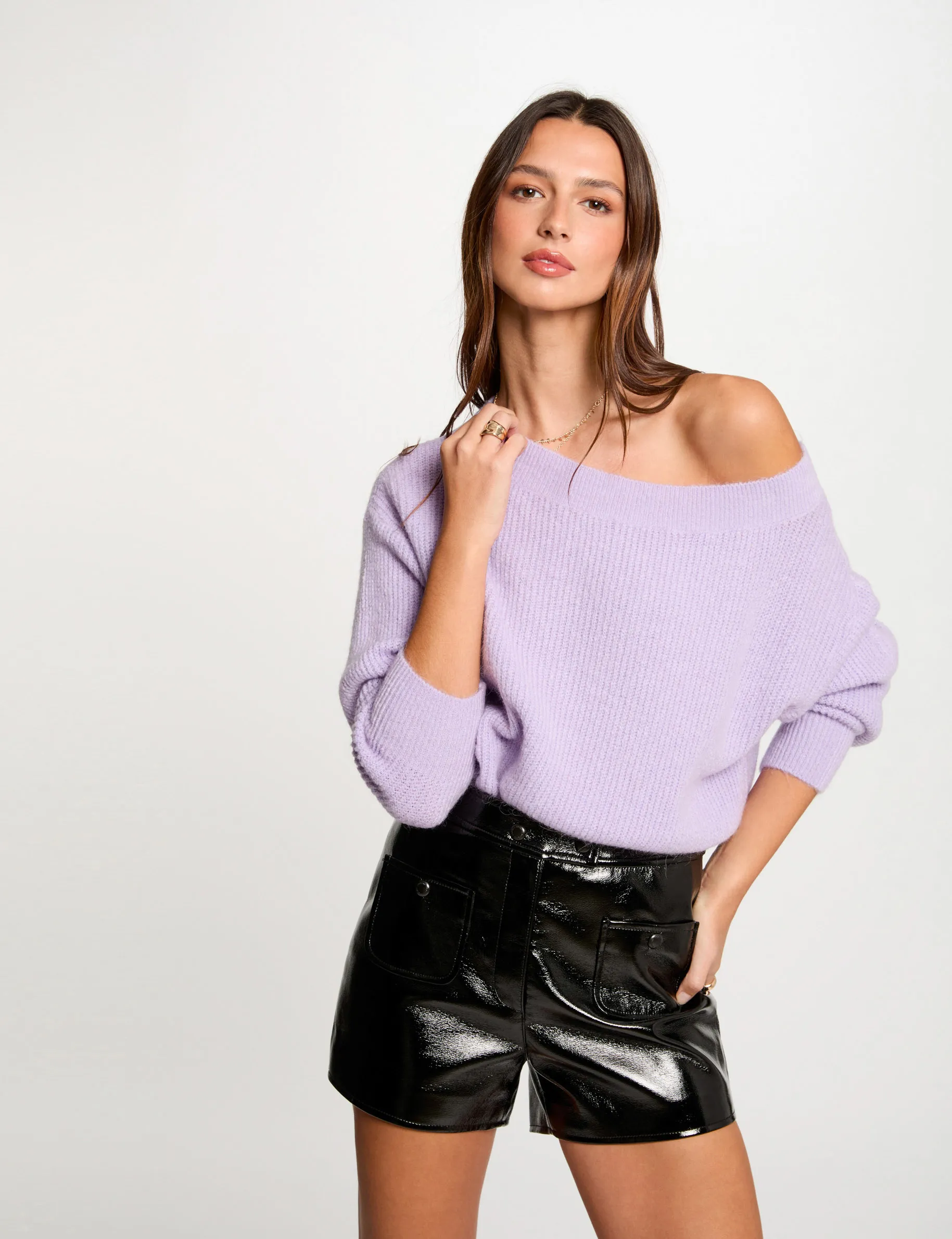 Jumper with round neck parma purple women