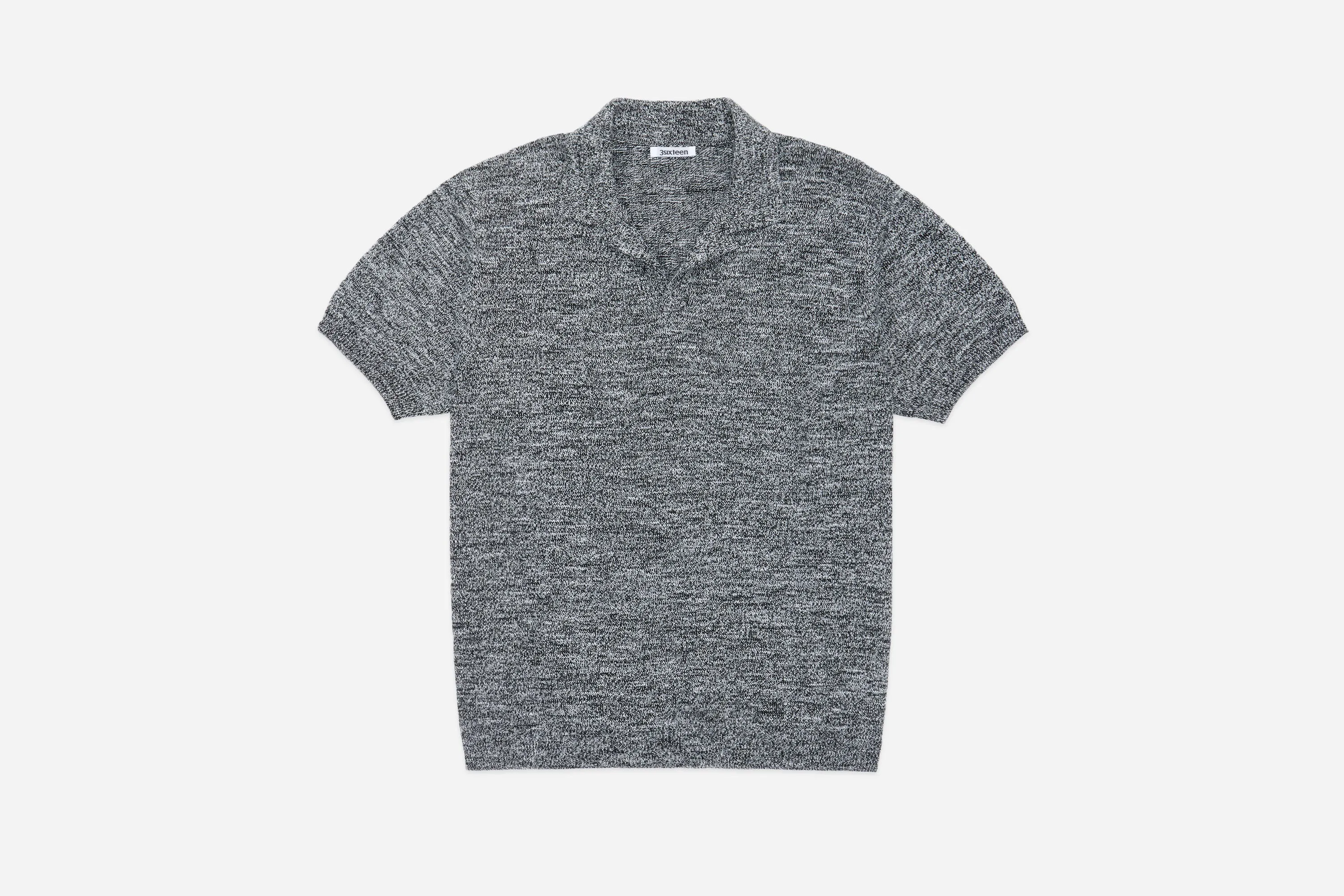 Knit Polo ~ Black Marled Yarn