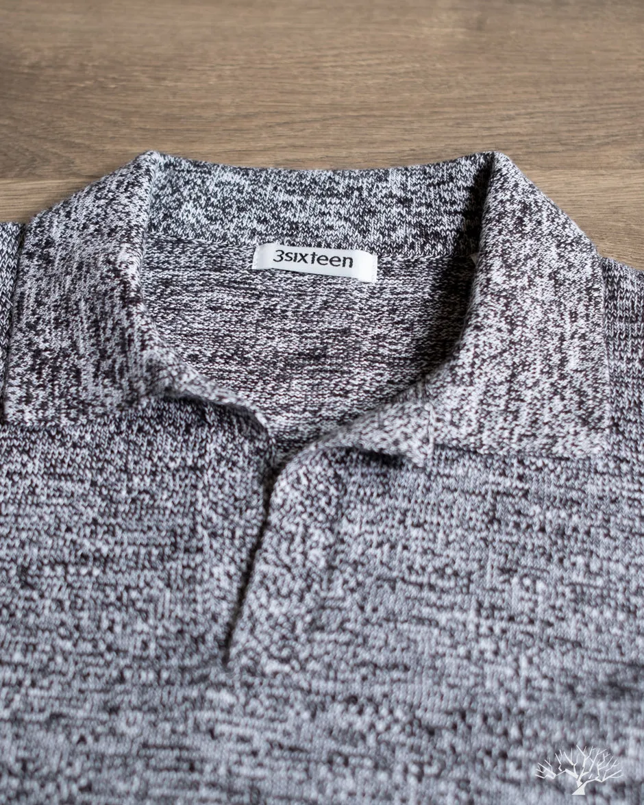 Knit Polo - Black Marled Yarn