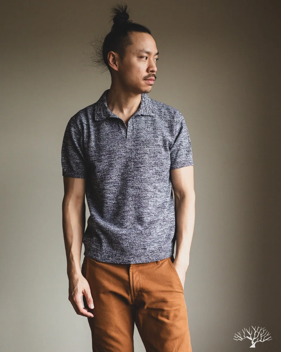 Knit Polo - Black Marled Yarn