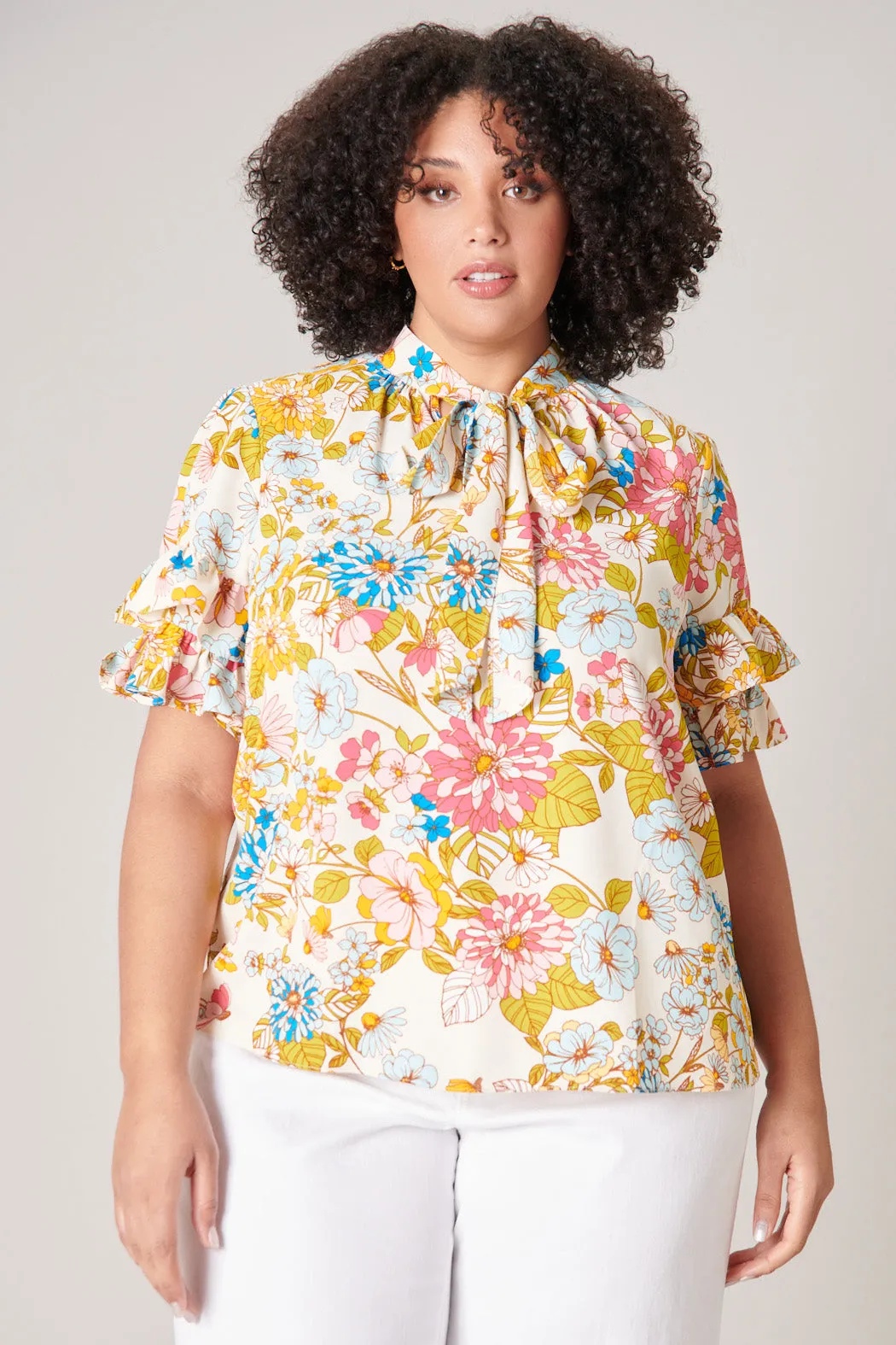 La Rochelle Tie Neck Bianca Blouse Curve