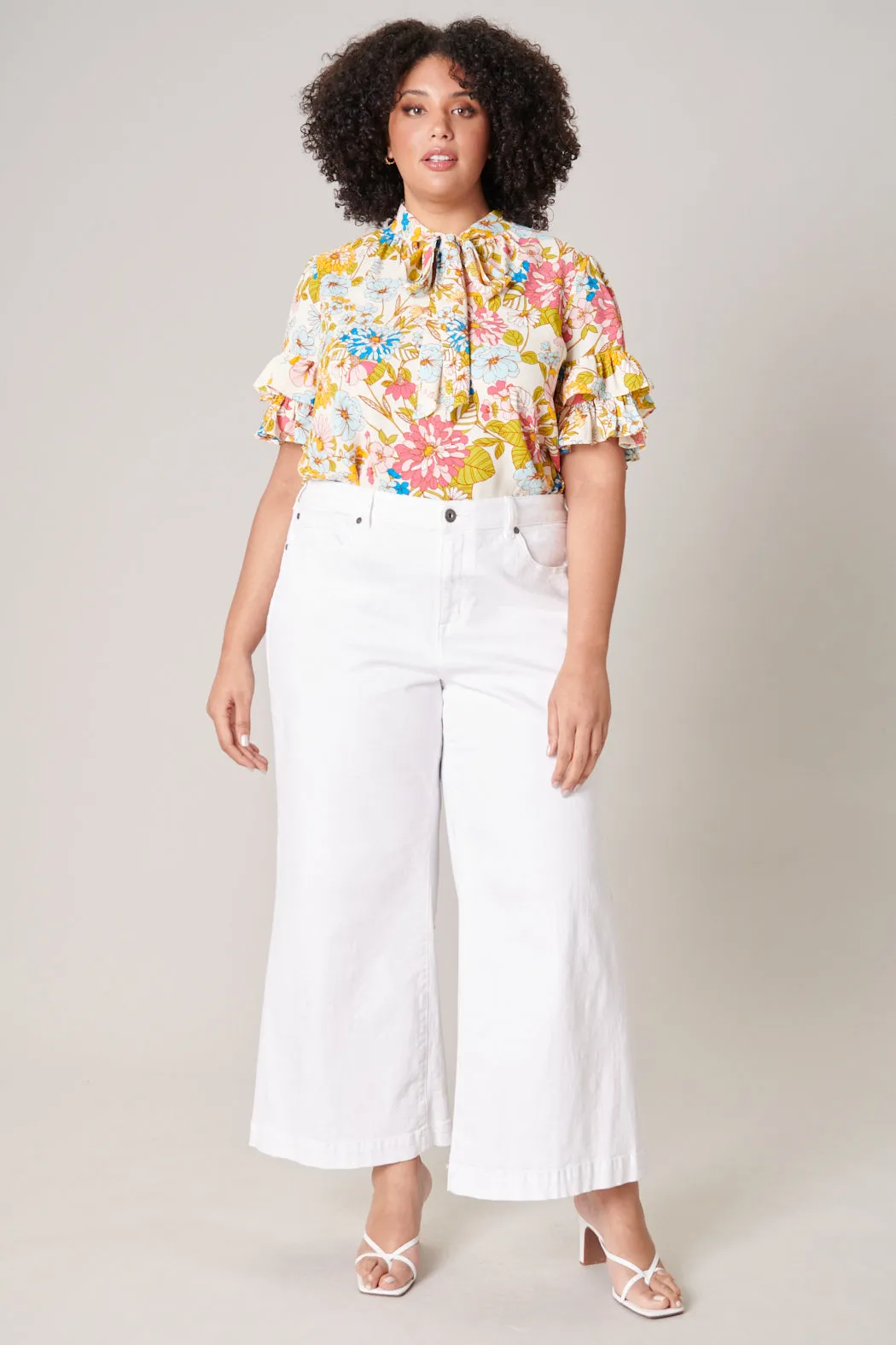 La Rochelle Tie Neck Bianca Blouse Curve