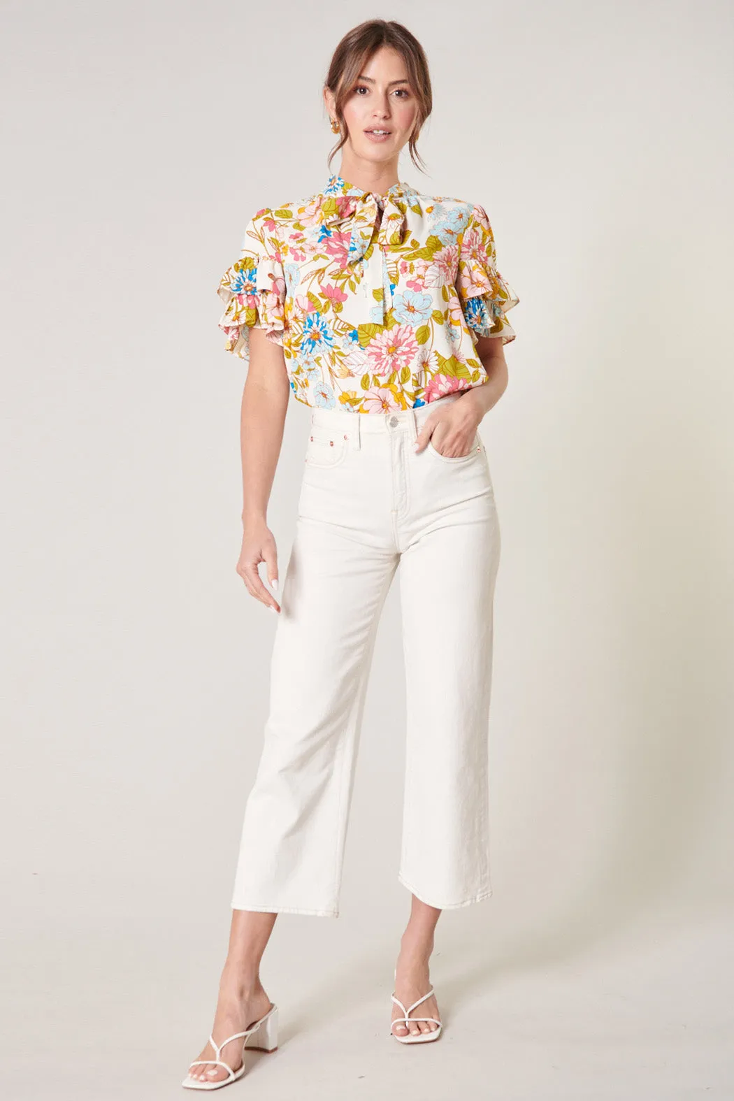 La Rochelle Tie Neck Bianca Blouse