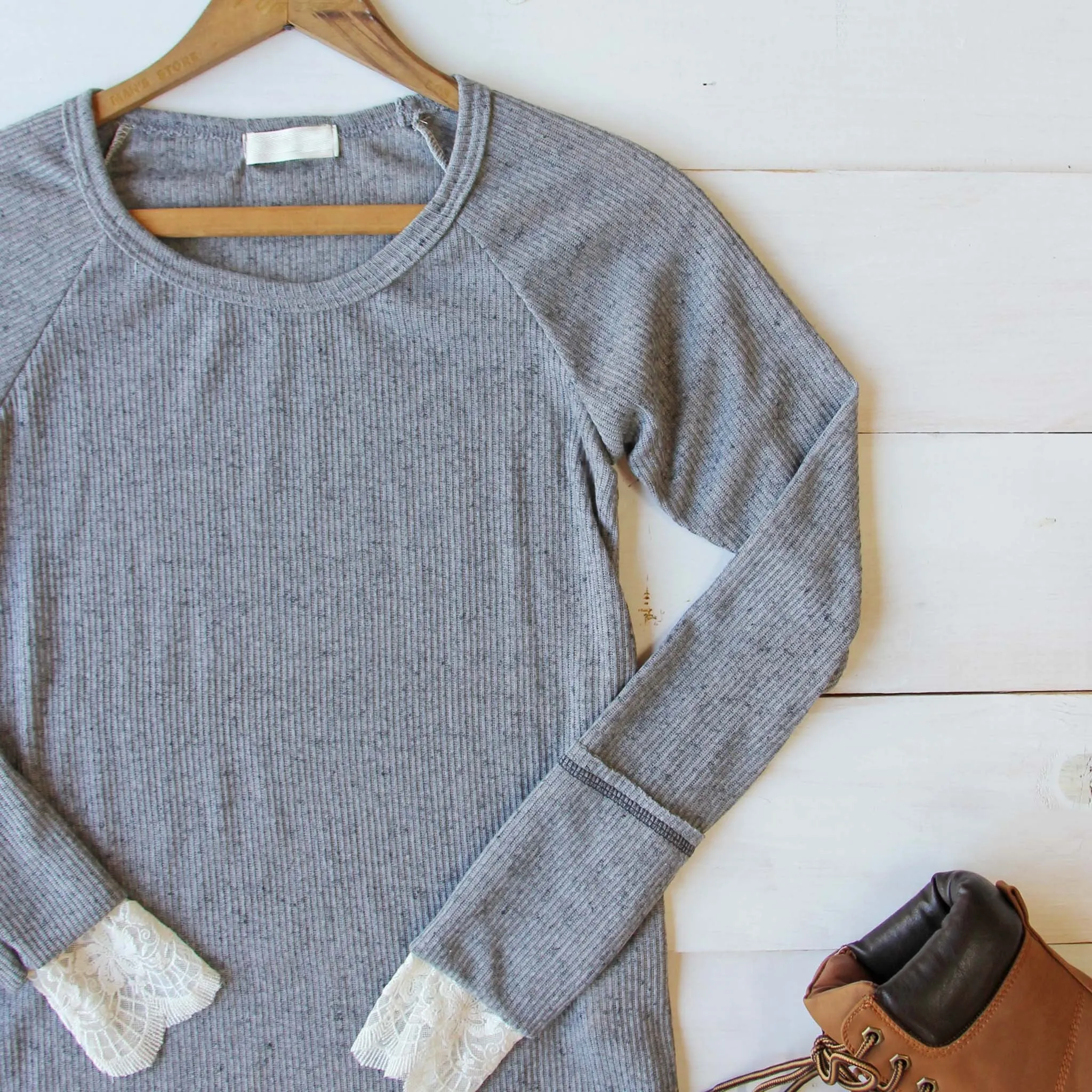 Lace Cuff Thermal in Gray