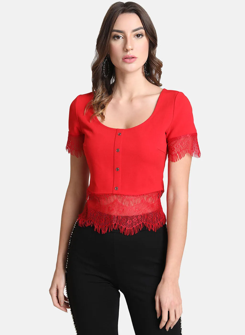 Lace Top With Buttons