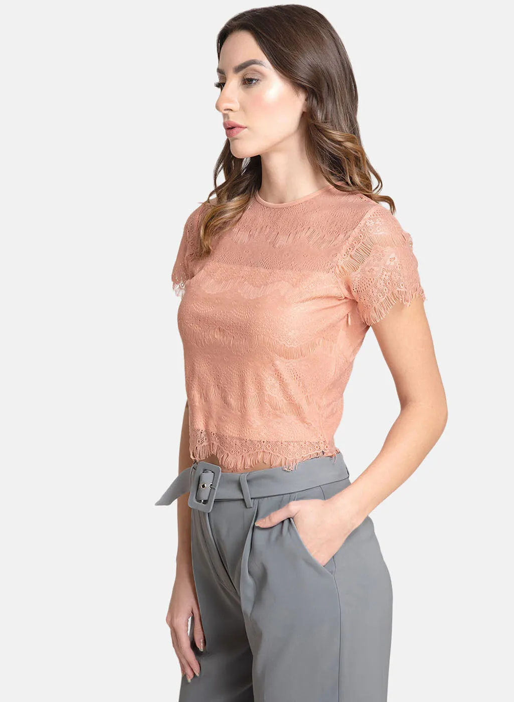 Lace Top With Scallop Edges