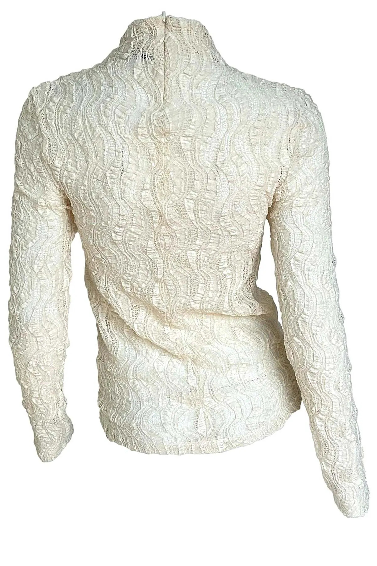 Lace Turtleneck Top - Cream