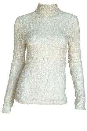 Lace Turtleneck Top - Cream