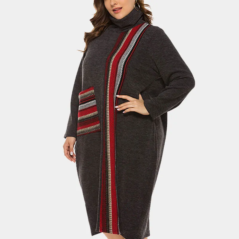 Long Sleeve Turtleneck Dress Plus Size | Chic Lover