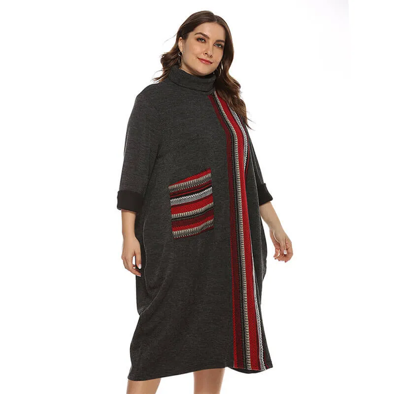 Long Sleeve Turtleneck Dress Plus Size | Chic Lover