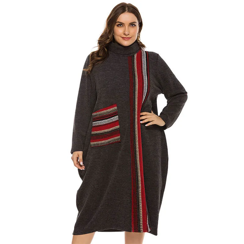 Long Sleeve Turtleneck Dress Plus Size | Chic Lover