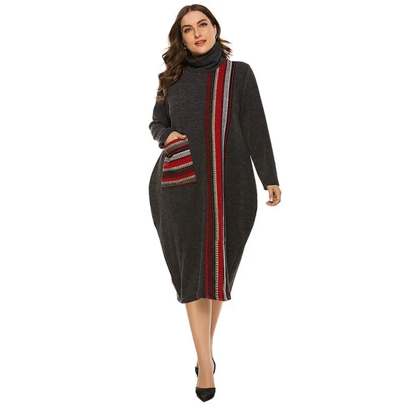 Long Sleeve Turtleneck Dress Plus Size | Chic Lover