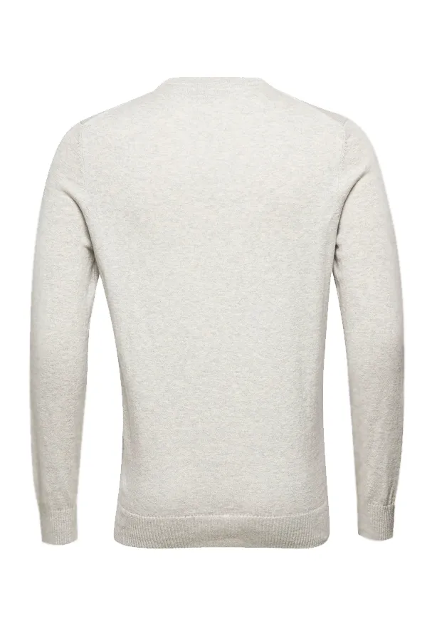 Lyle & Scott Merino Crew Knit Light Grey Marl