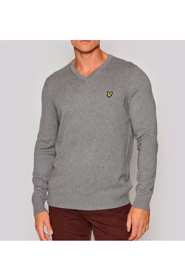 Lyle & Scott Merino V-Neck Knit Grey