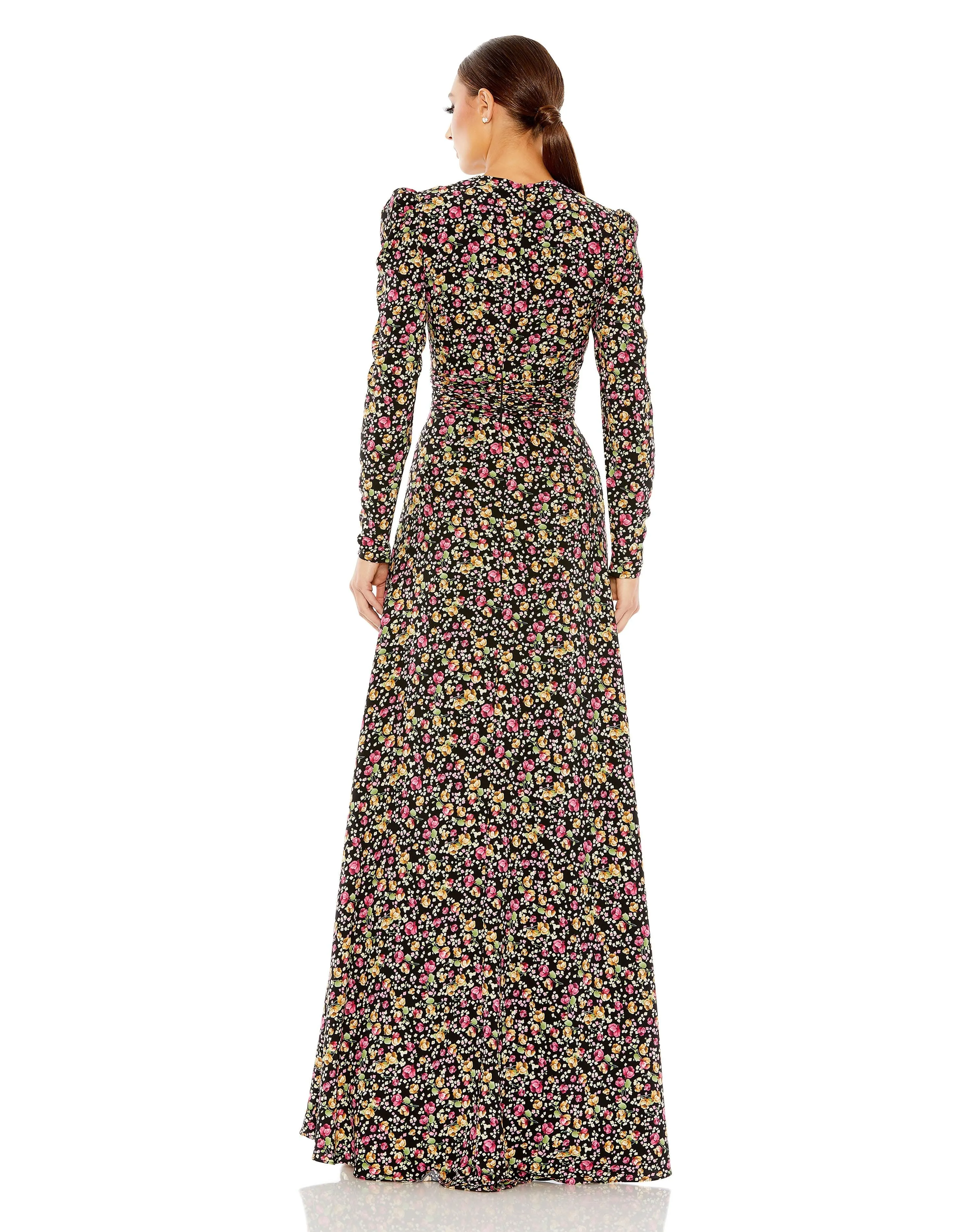 Mac Duggal 26916 Long Sleeve Floral Print Formal Dress