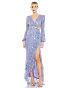 Mac Duggal 5745 Long Sleeve High Low Formal Dress