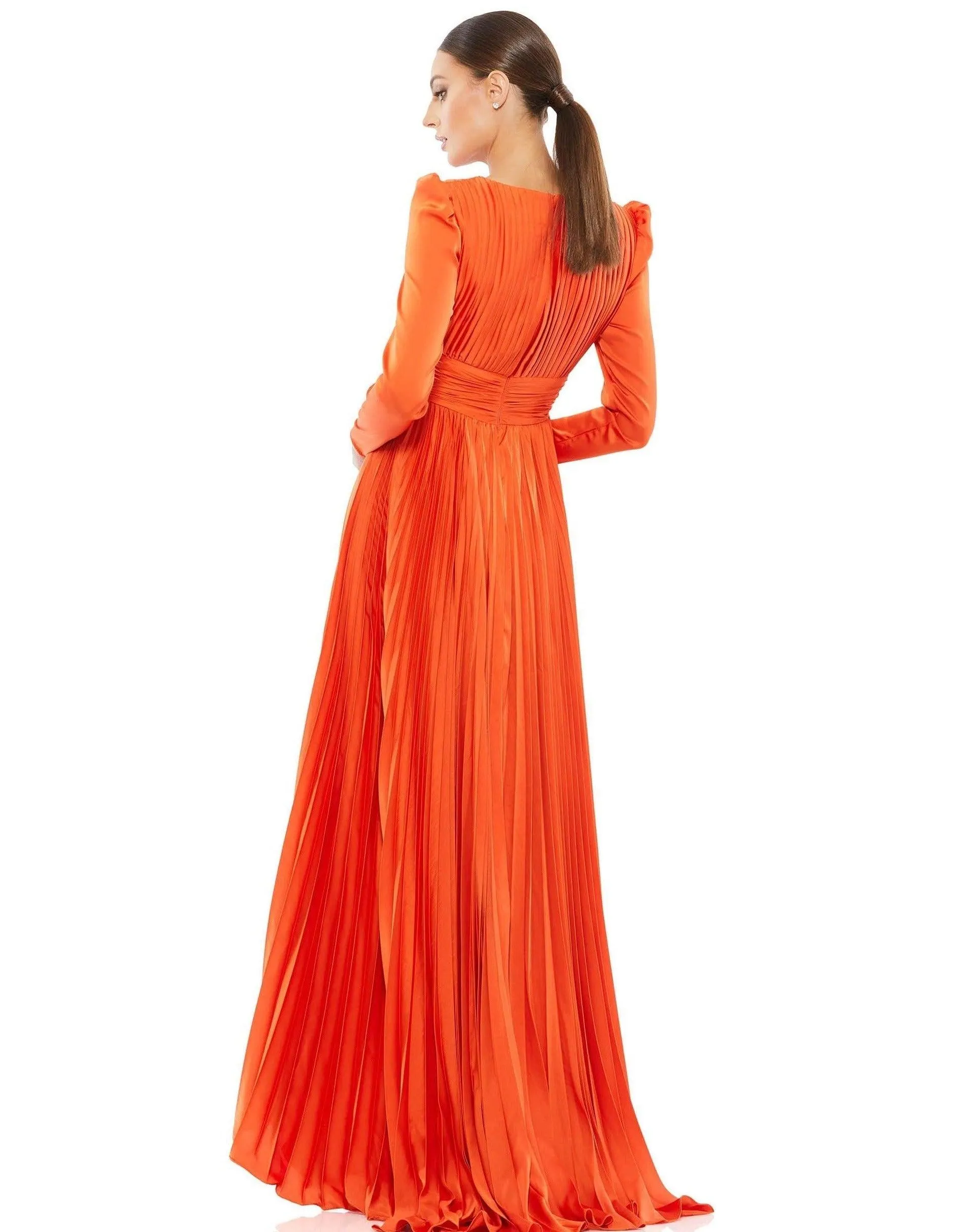 Mac Duggal Long Sleeve Formal Pleated Dress Sale