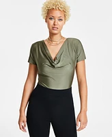 Macy's Bar Iii Women's Short-Sleeve Cowlneck Bodysuit, Created for Macy's