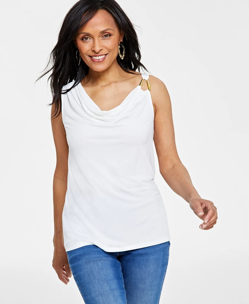 Macy's I.n.c. International Concepts Women's O-Ring Cowlneck Top, Created for Macy's