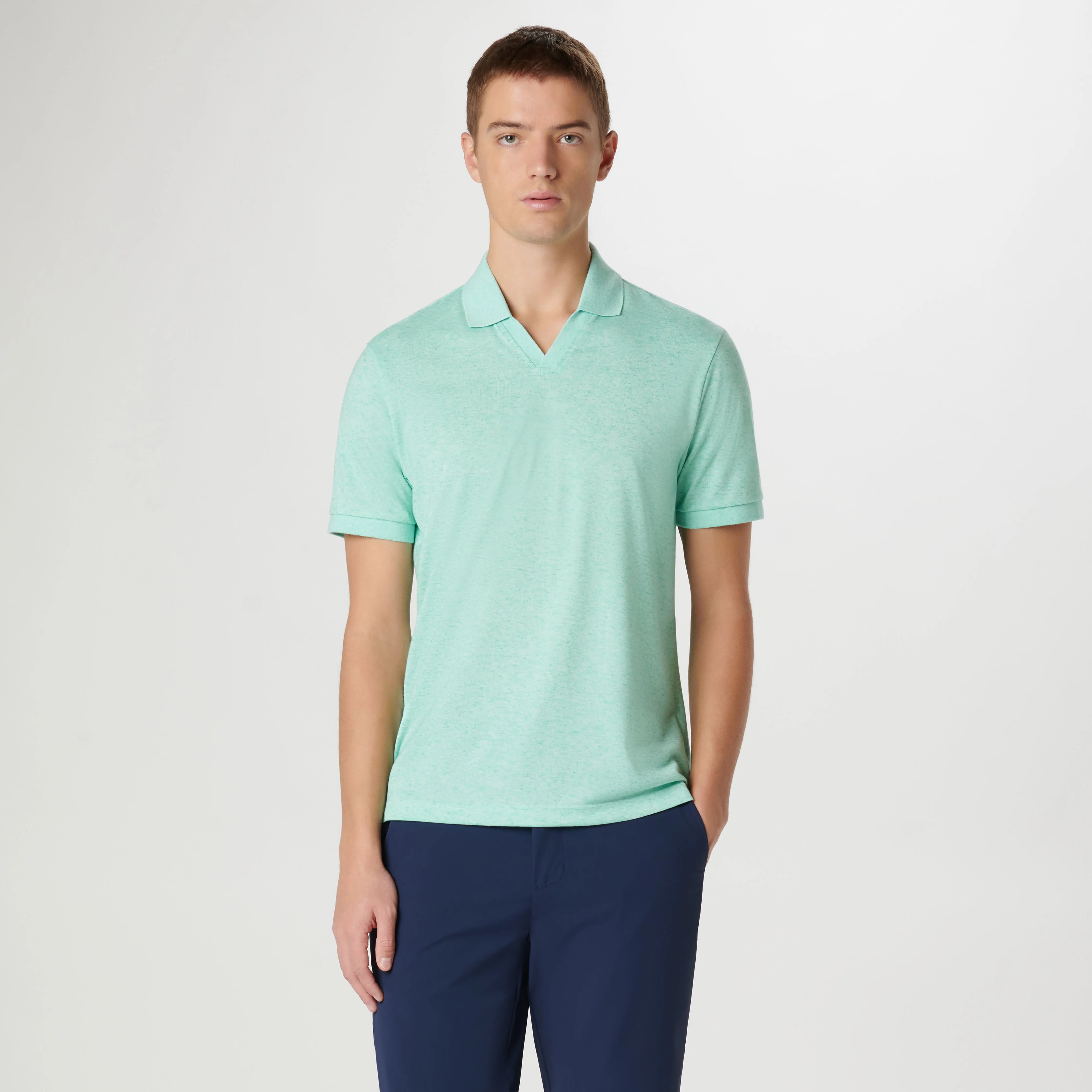 Marled Johnny Collar Polo