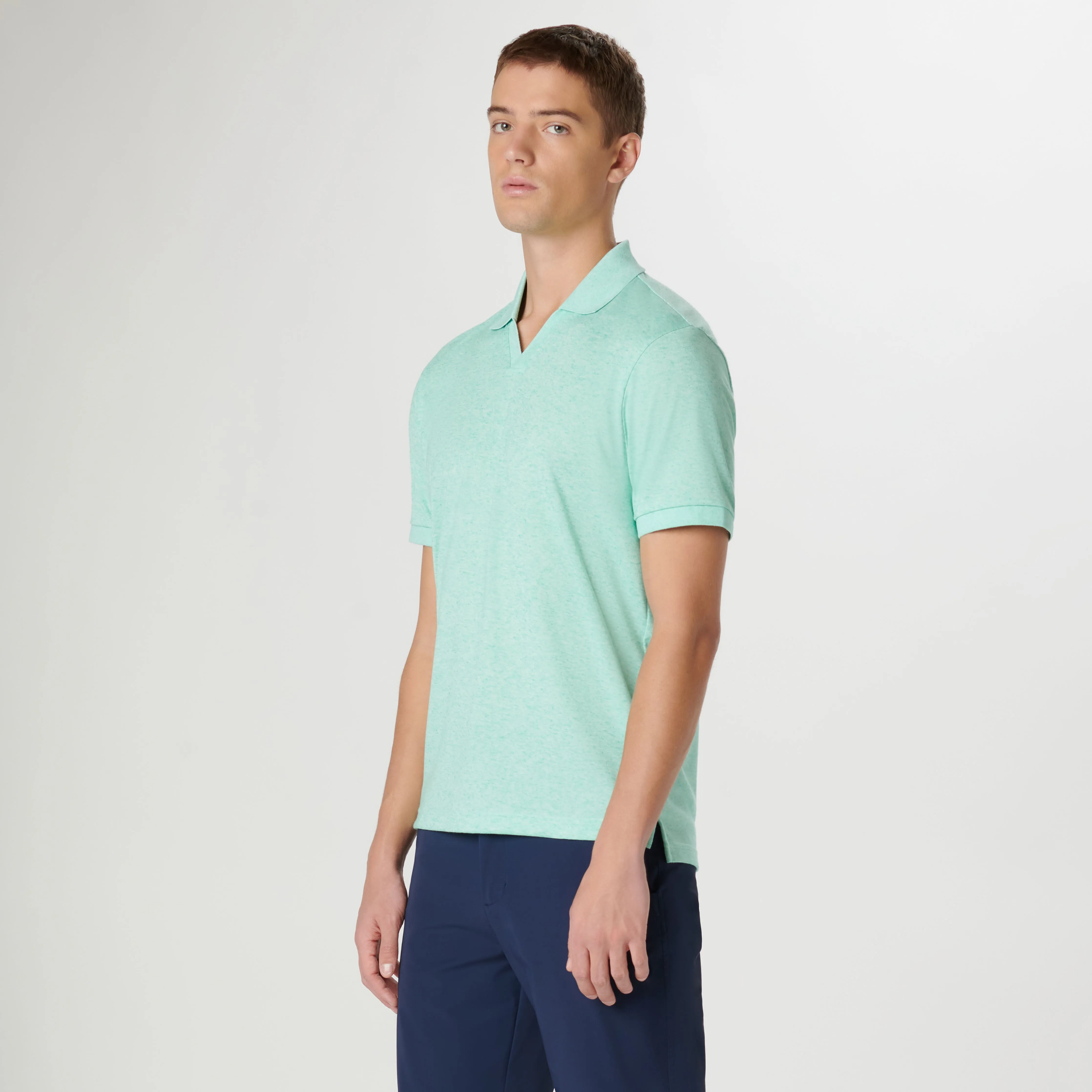 Marled Johnny Collar Polo