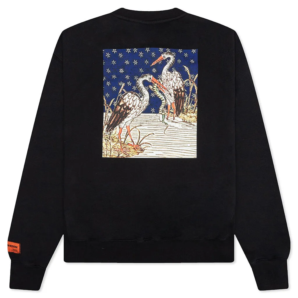 Medieval Heron Crewneck - Black/White