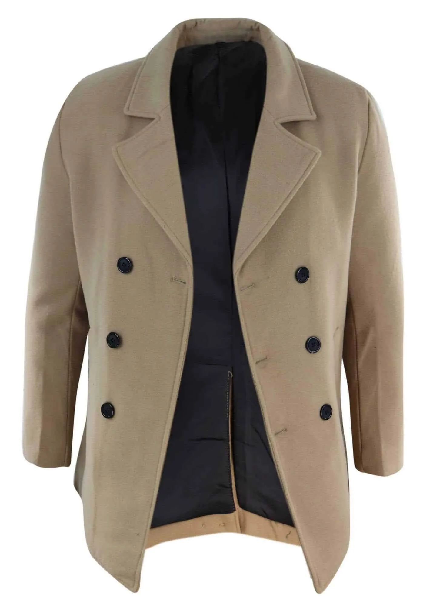 Mens Double Breasted Overcoat - Camel