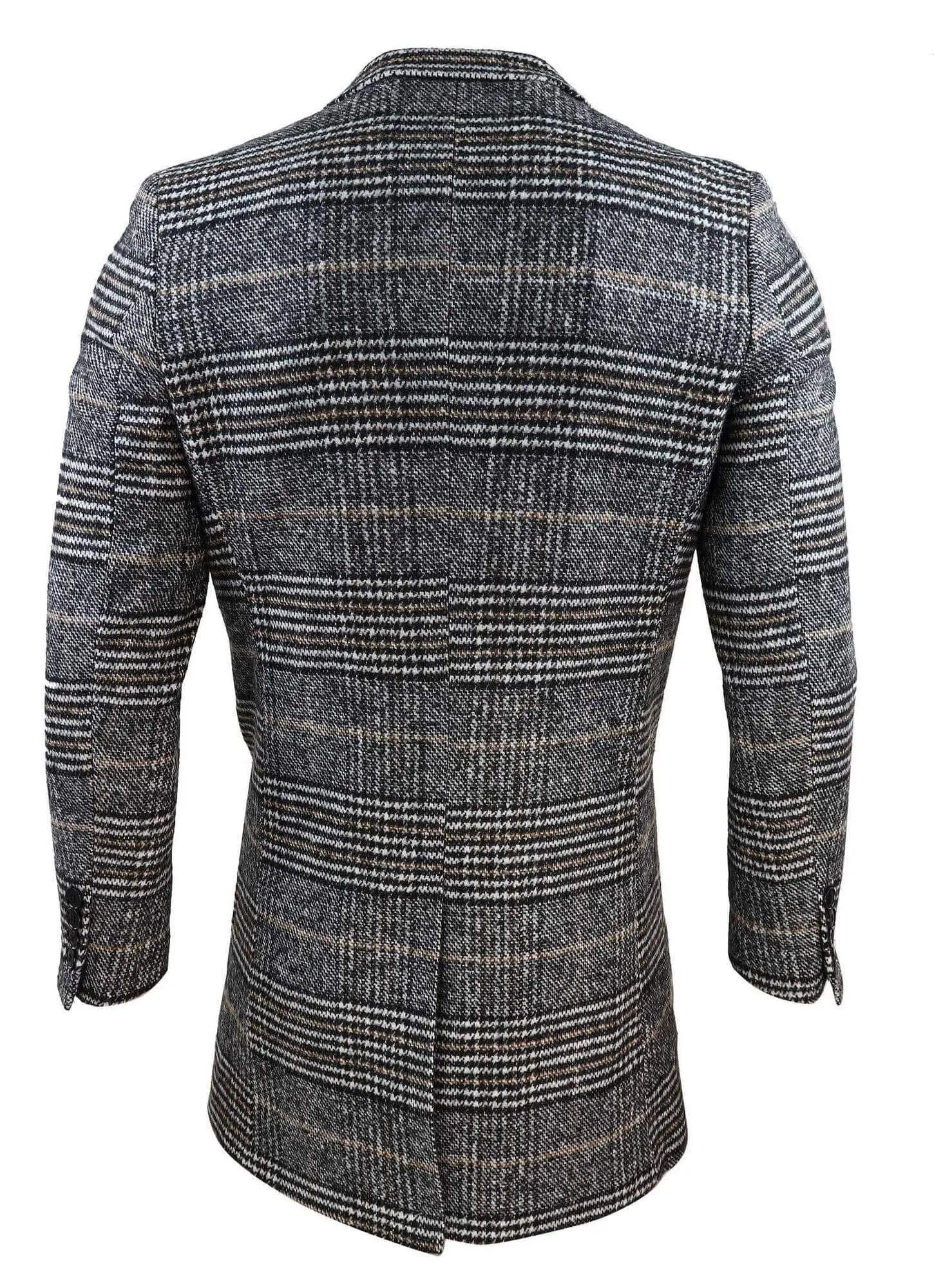 Mens Tweed Check Overcoat