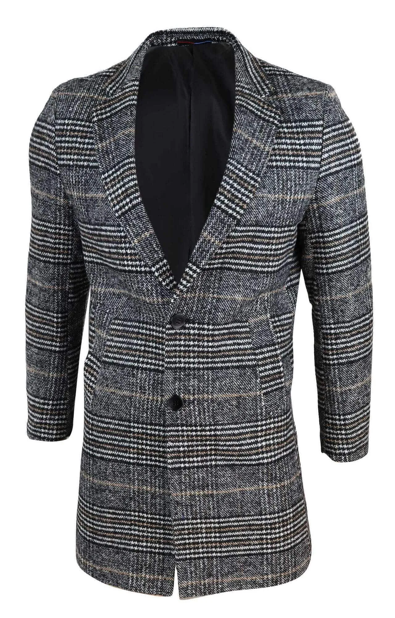 Mens Tweed Check Overcoat