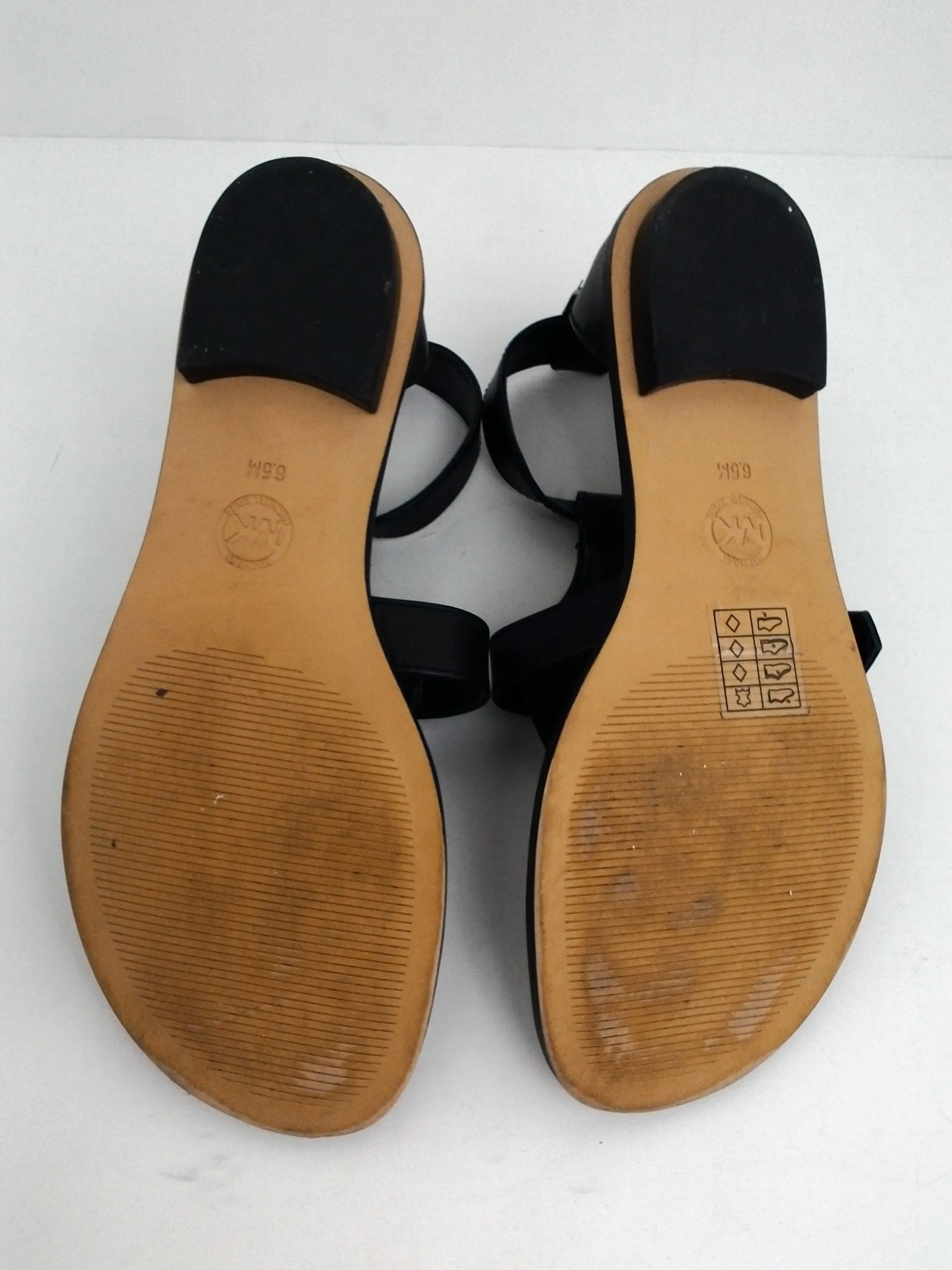 Michael Kors Black Leather Flat Sandal  Size 6.5 M