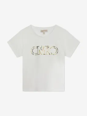 Michael Kors Girls Logo Print T-Shirt in Ivory