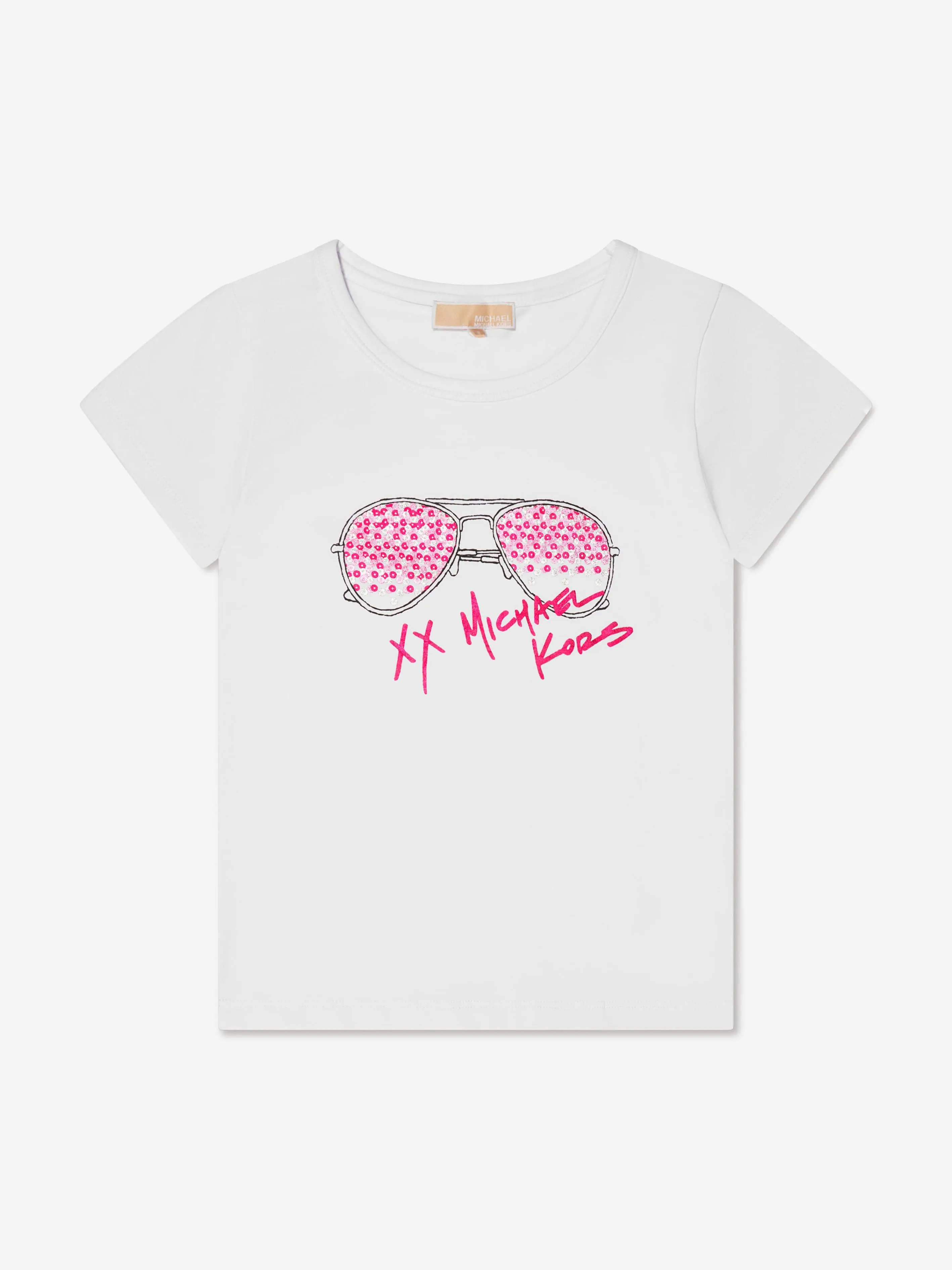 Michael Kors Girls Logo Sunglasses T-Shirt in White