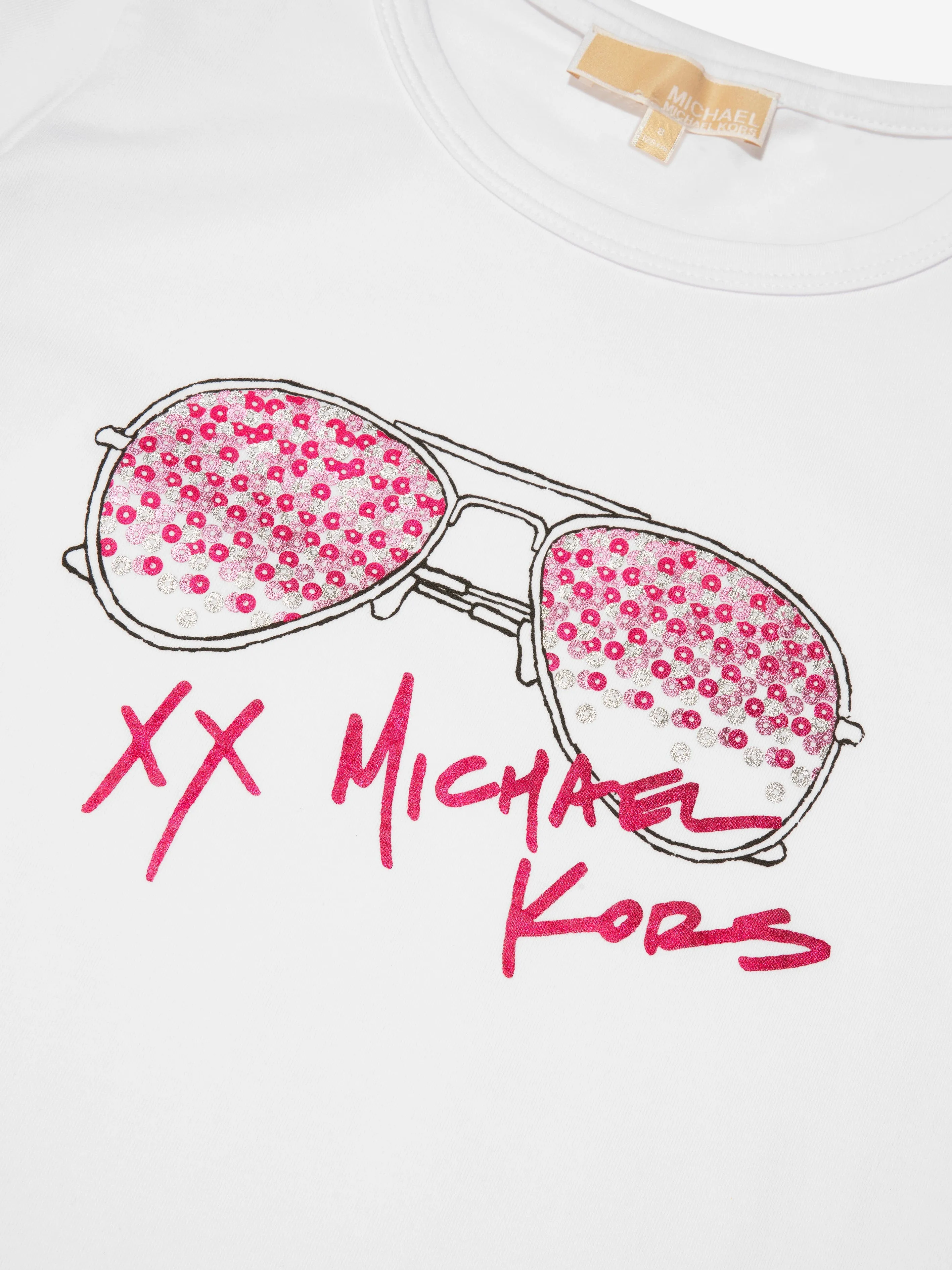 Michael Kors Girls Logo Sunglasses T-Shirt in White