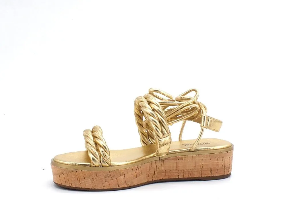 MICHAEL KORS Marina Sandal Sandalo Listini Intrecciati Gold 40S1MRFA2M