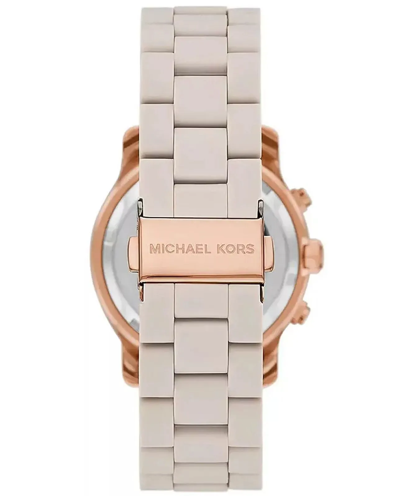 Michael Kors Runway Chronograph Ladies Beige Dual Rose Gold & Beige Watch