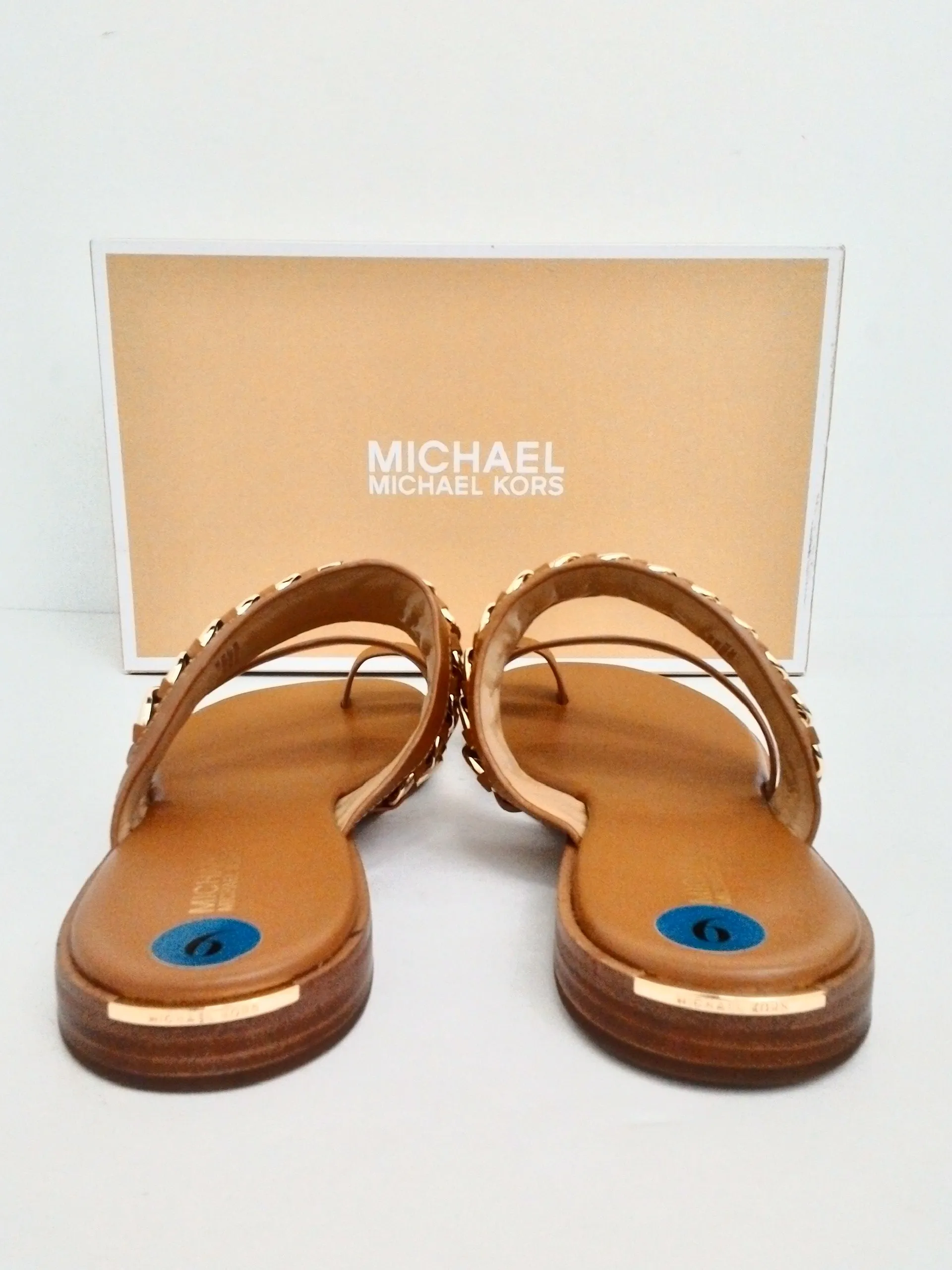 Michael Kors Women's Bergen Flat Sandal Acorn Size 9, 10M