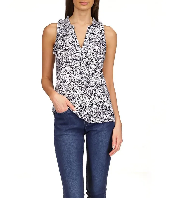 MICHAEL Michael Kors Paisley Ruffle Popover Tank Women's