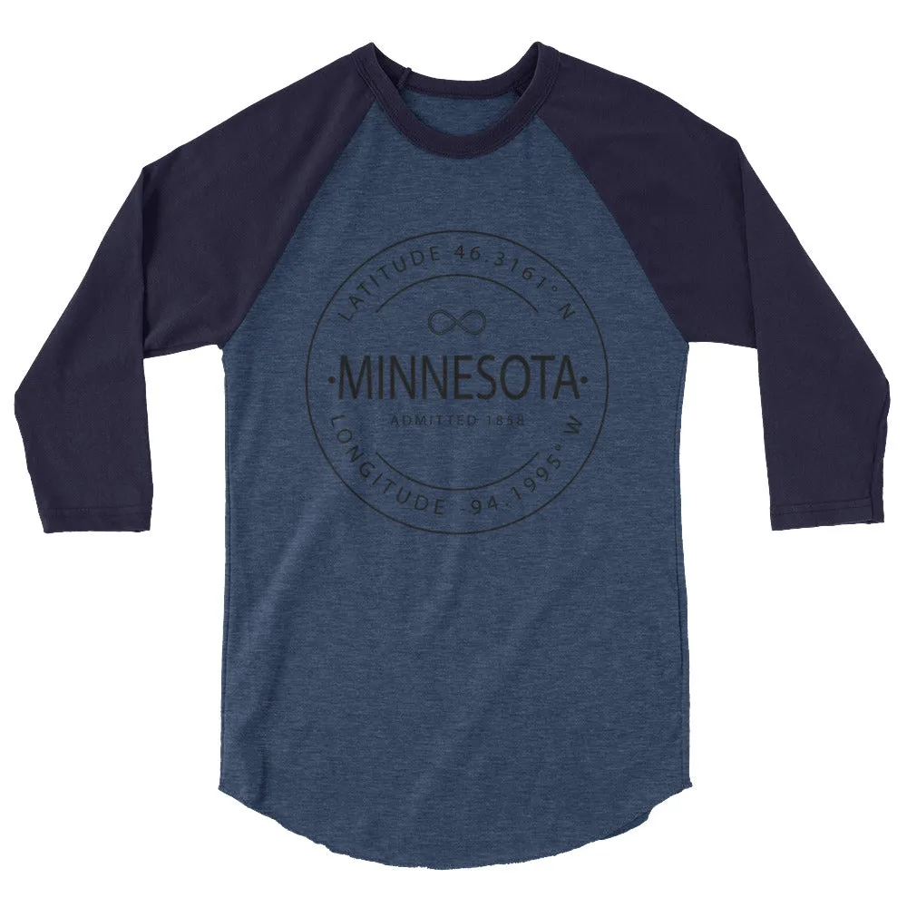 Minnesota - 3/4 Sleeve Raglan Shirt - Latitude & Longitude