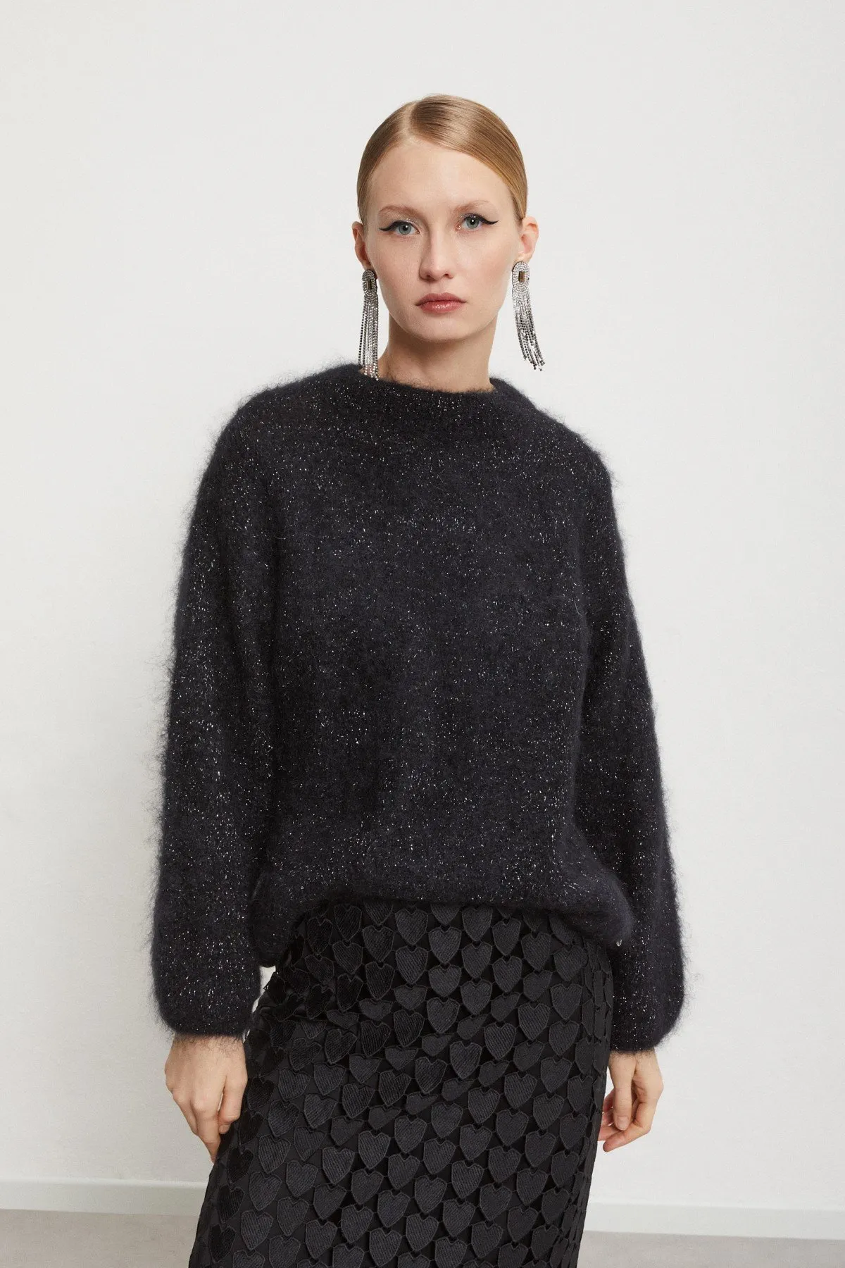 Mohair blend fluffy jumper