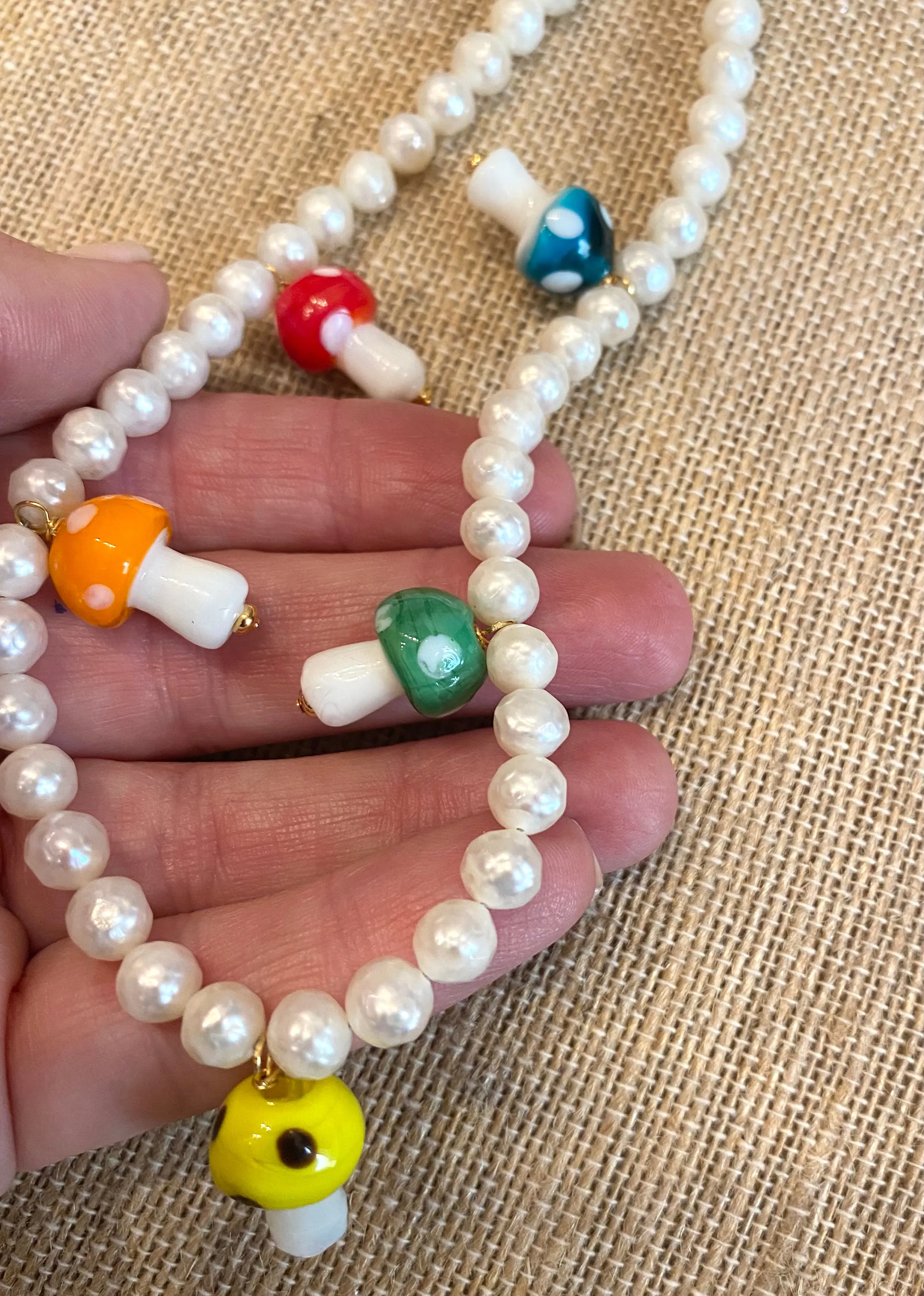 Mushroom and Pearl Necklace or Kit